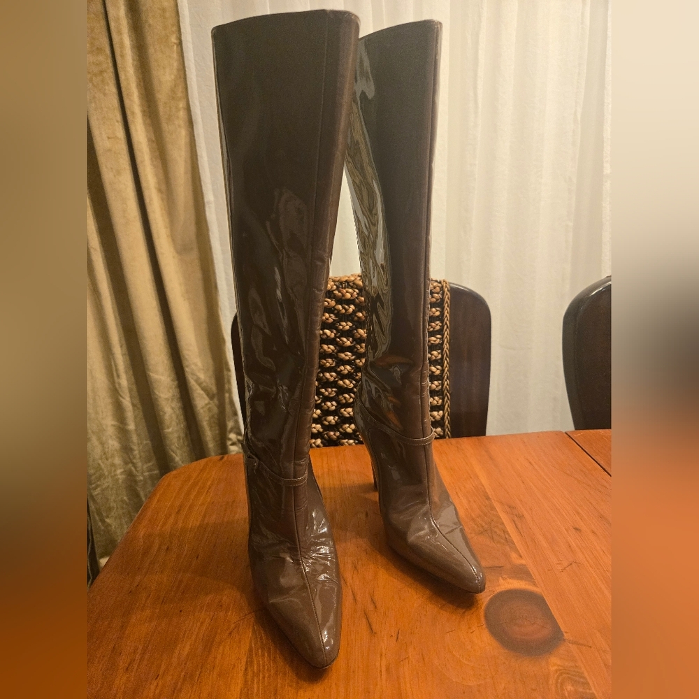 Manolo Blahnik Taupe Knee-High Women's Boots